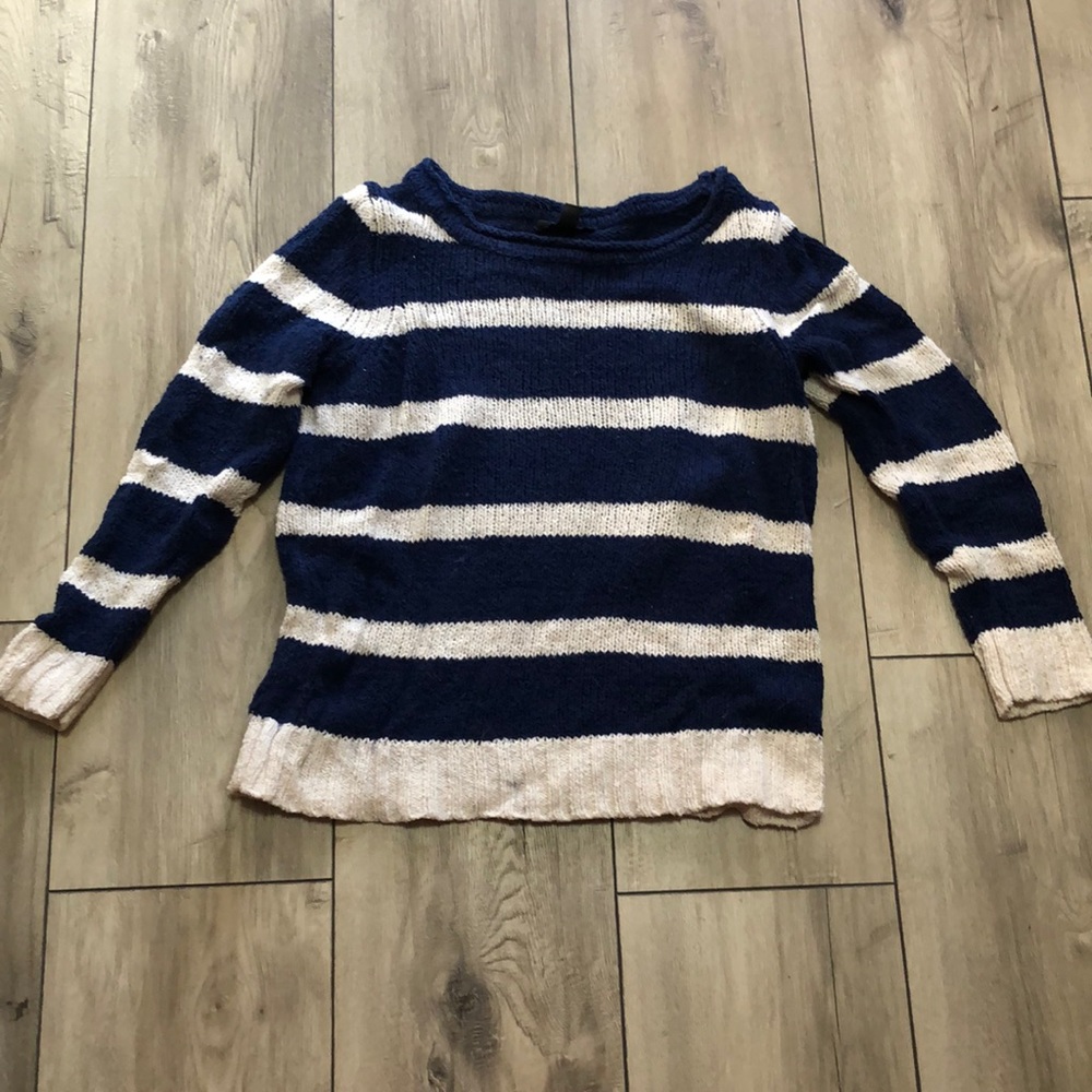 J. Crew Navy and White Sweater